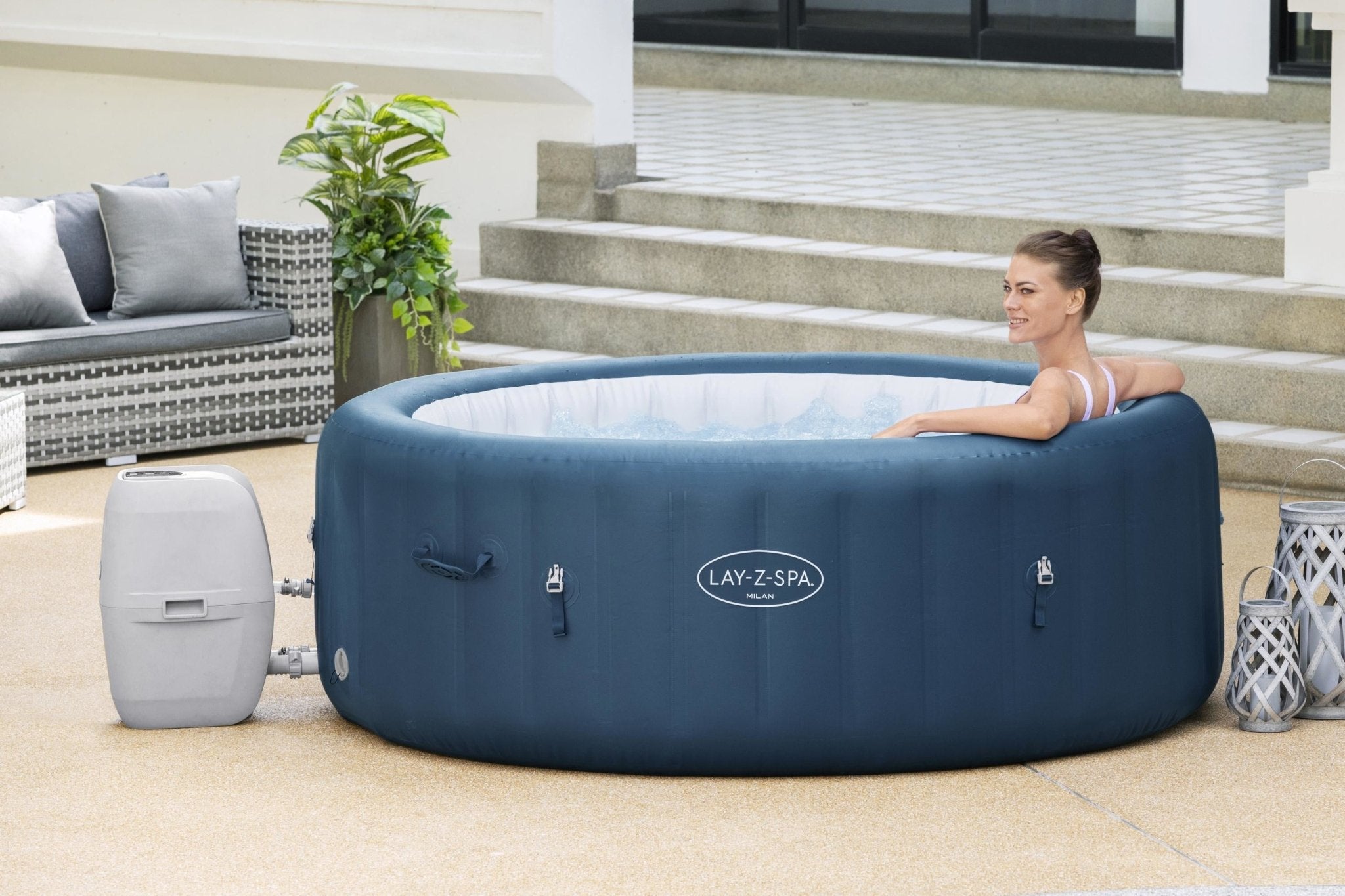 Lay-Z Spa Milan AirJet Plus opblaasbare spa - 6 persoons - Azzura Pool