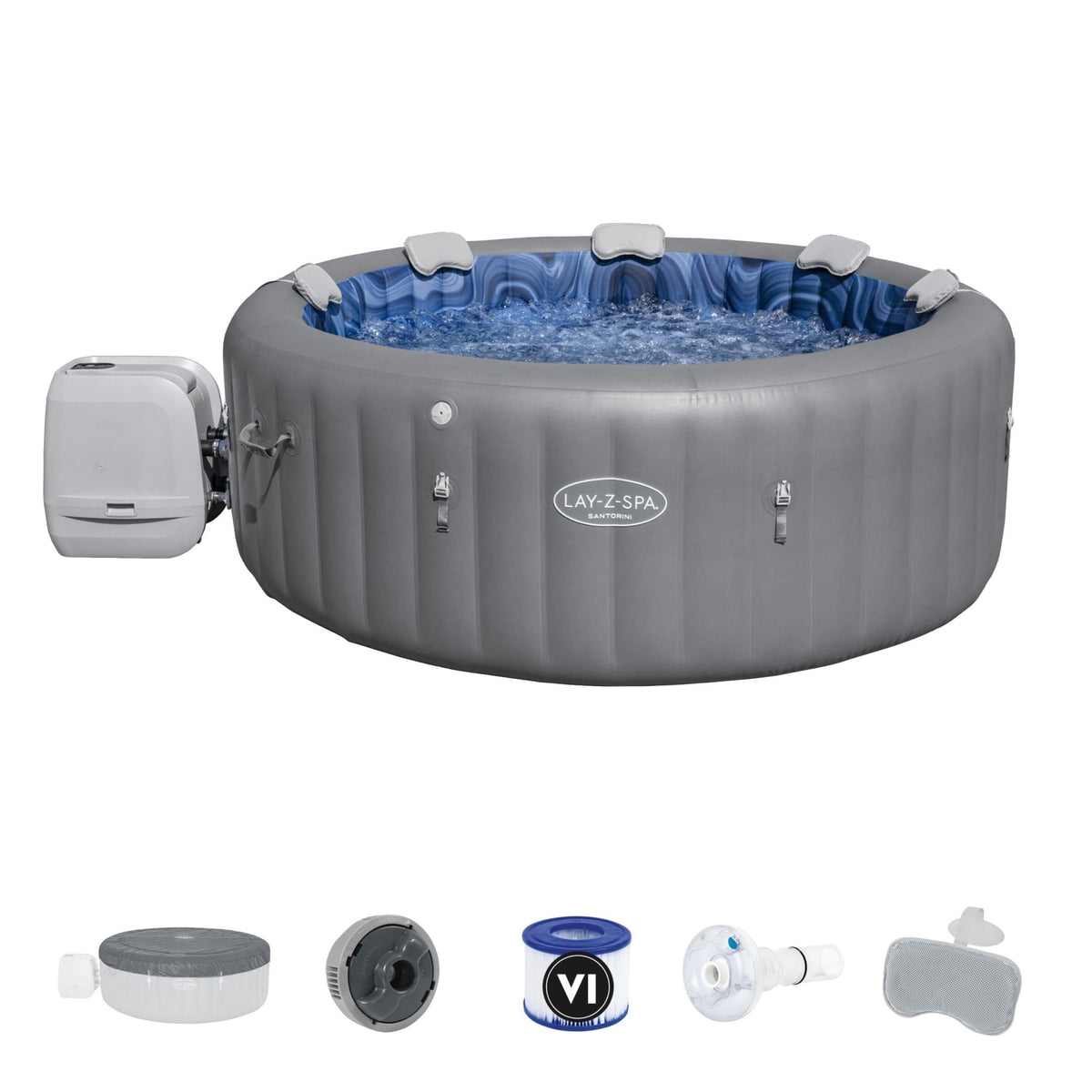 Lay-Z Spa Santorini HydroJet Pro opblaasbare spa - 7 persoons - Azzura Pool