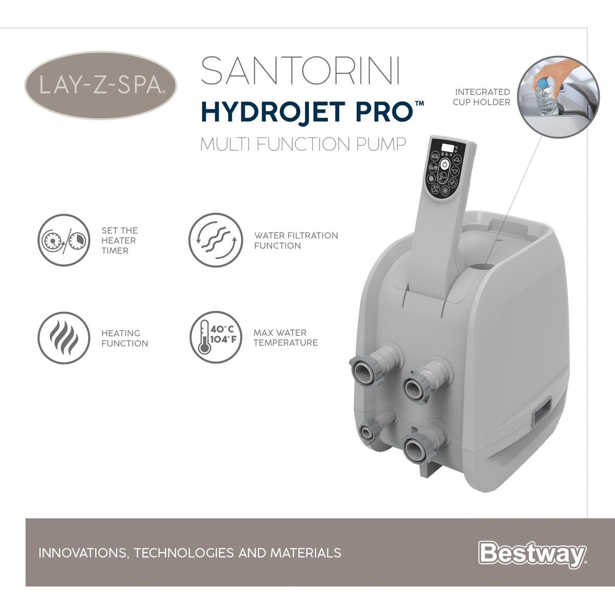 Lay-Z Spa Santorini HydroJet Pro opblaasbare spa - 7 persoons - Azzura Pool