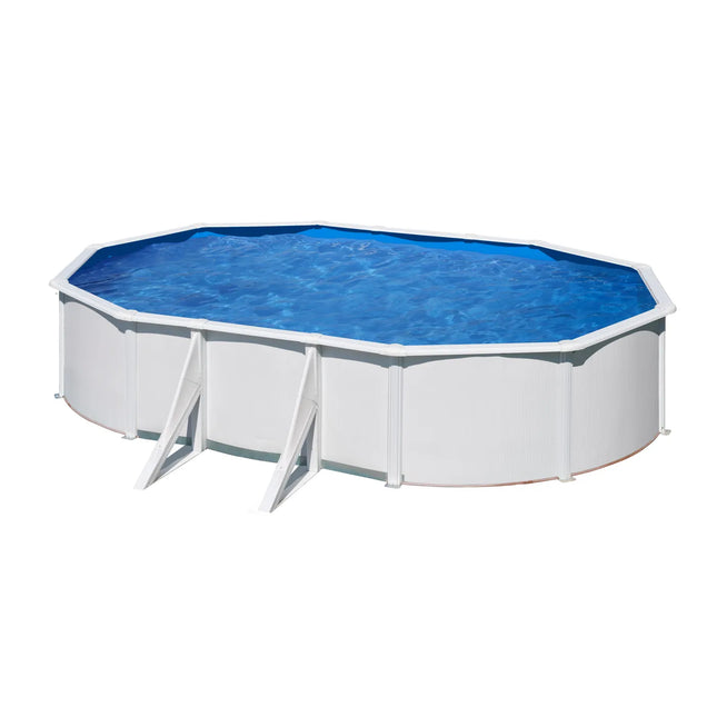 Gre Bora Bora ovale acier blanc 527cm x 327cm x 122cm