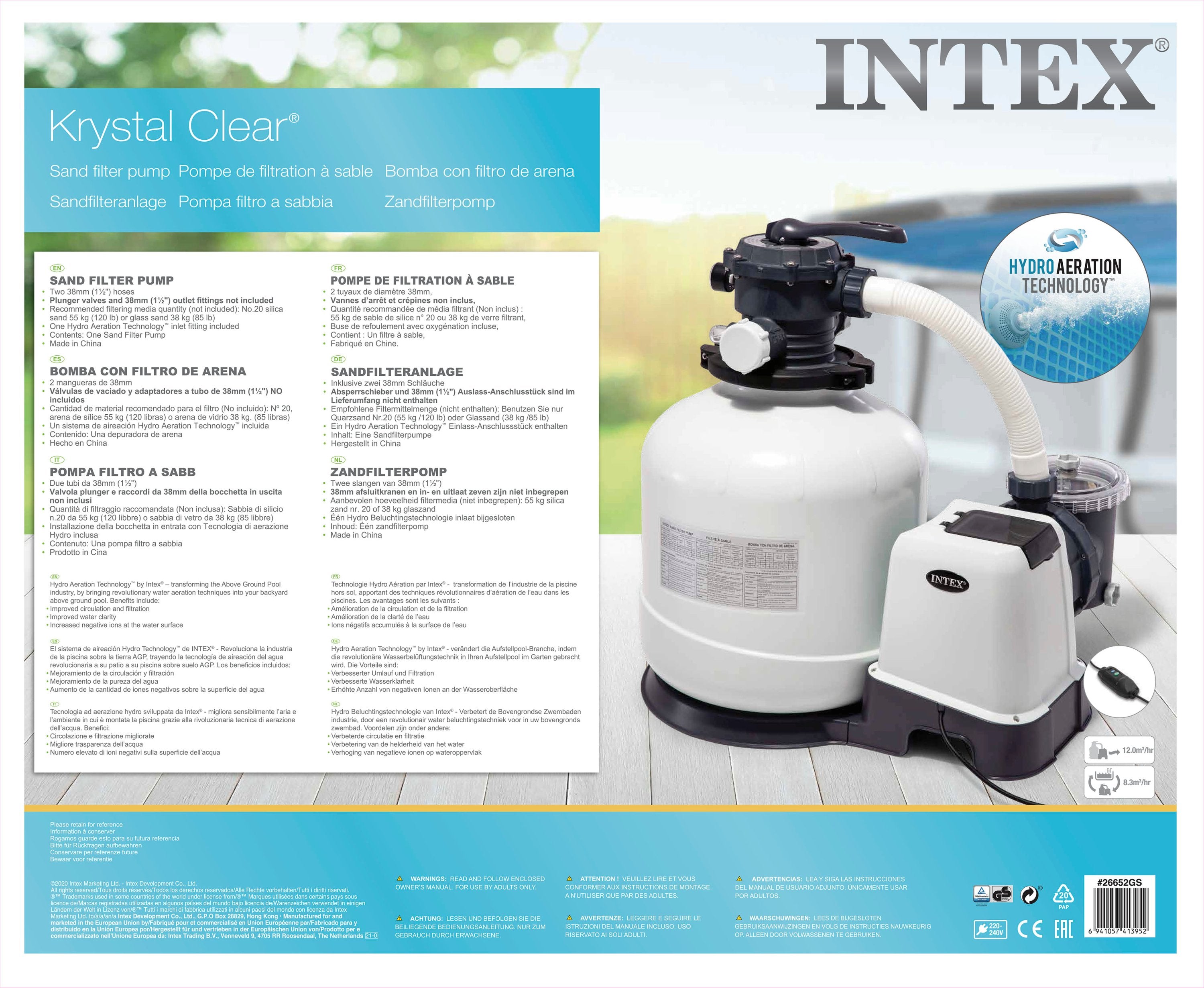 Intex Krystel Clear Sandfilterpumpe 12m3