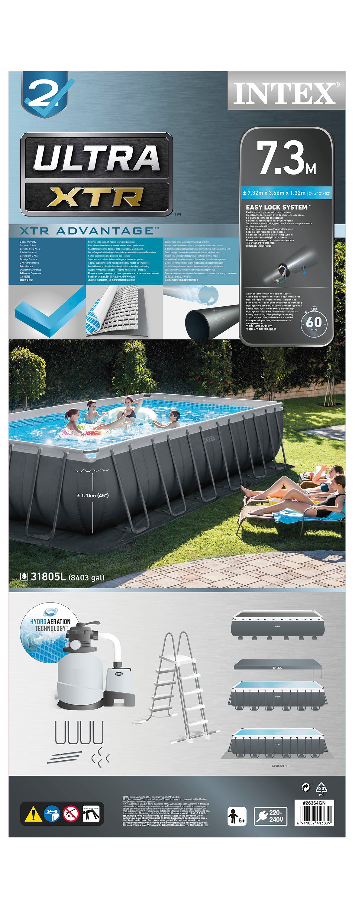 Piscine à cadre Intex Ultra XTR 732 cm x 366 cm x 132 cm