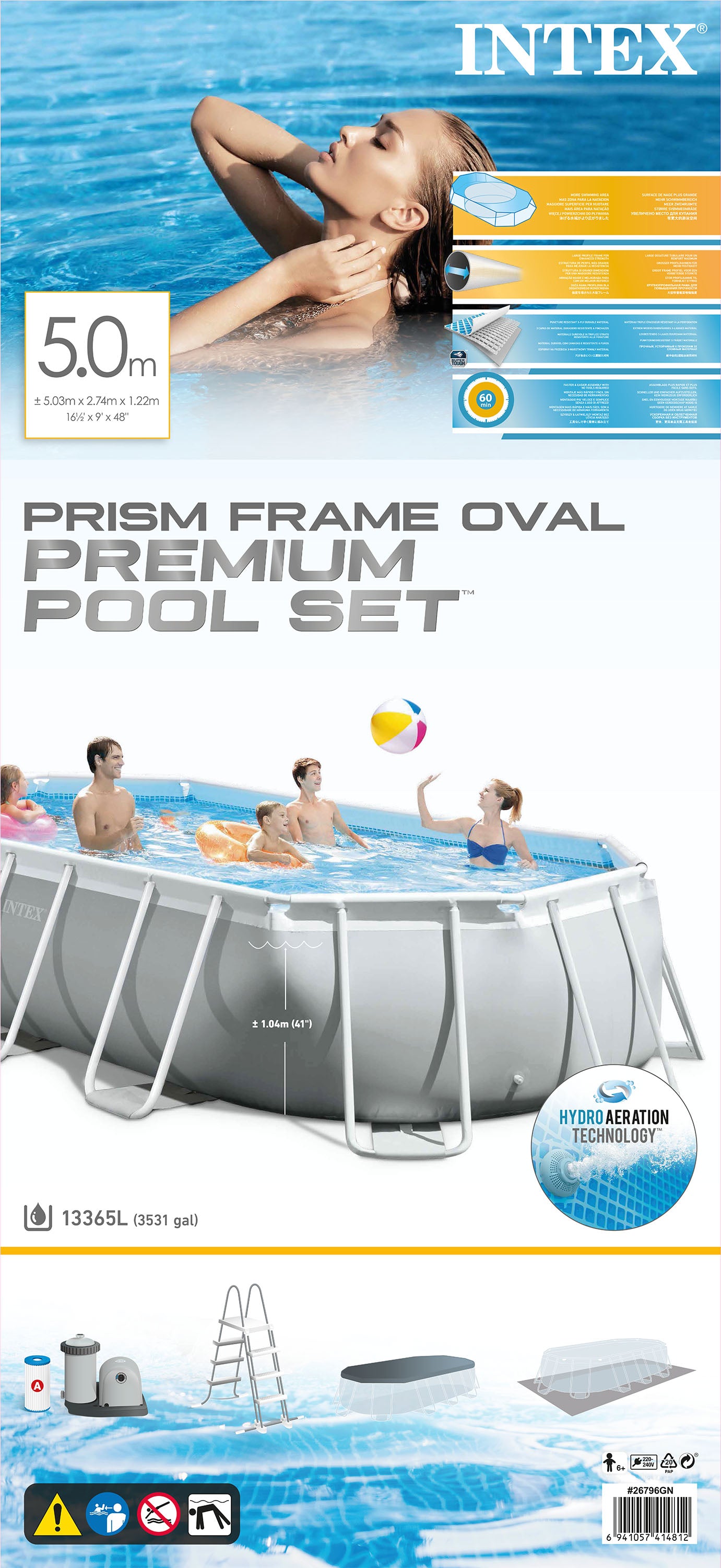 Intex Oval Prism Frame zwembad 503 cm x 274 cm x 122 cm