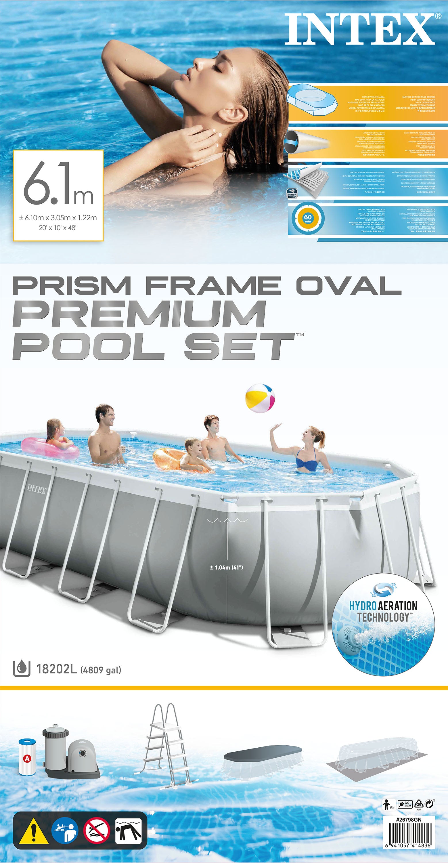 Piscine Intex Oval Prism Frame 610 cm x 305 cm x 122 cm
