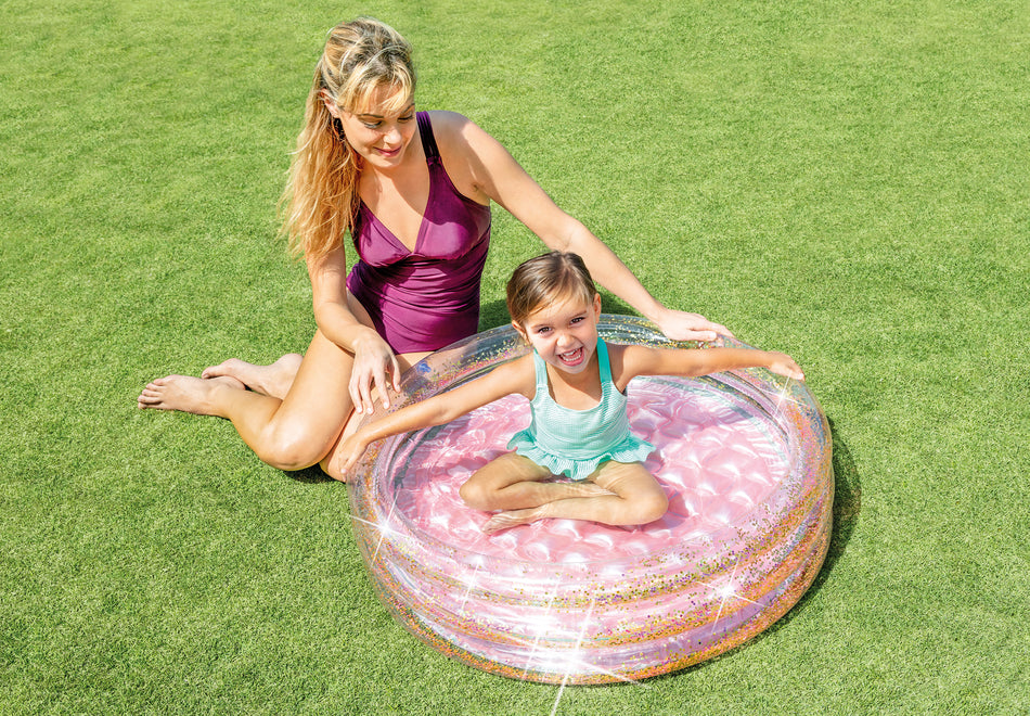 Intex mini glitter opblaasbaar zwembad 86cm x 25cm Roze/Goud