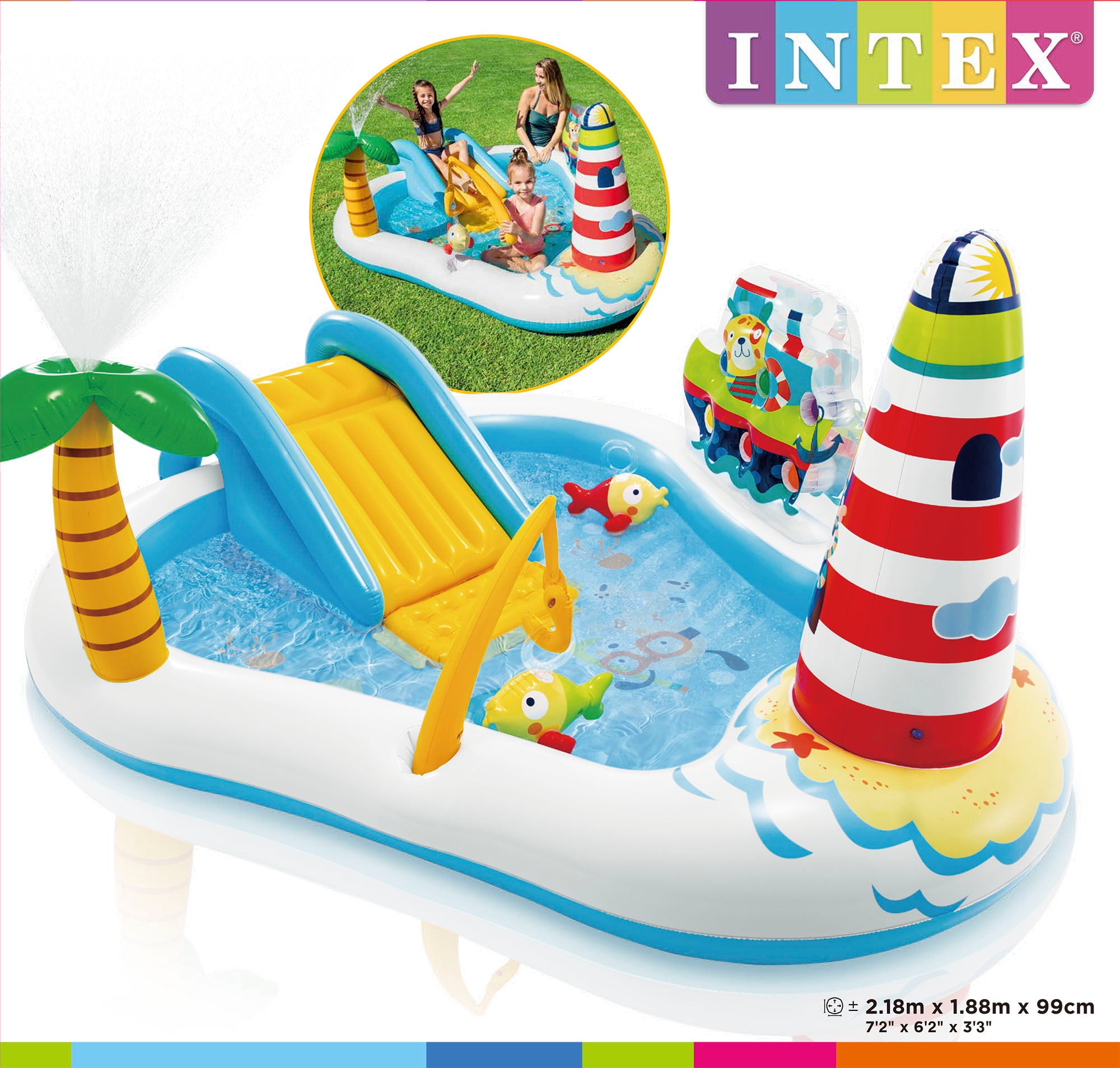 Intex Sea Paradise Badewanne mit Zubehör 218cm x 188cm x 99cm
