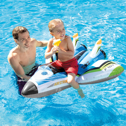 Intex opblaas vliegtuig met waterpistool 117 cm - Blauw