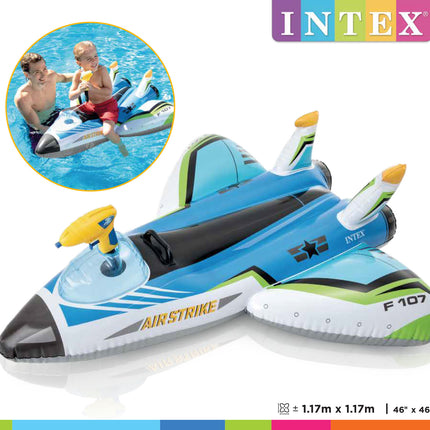 Intex opblaas vliegtuig met waterpistool 117 cm - Blauw