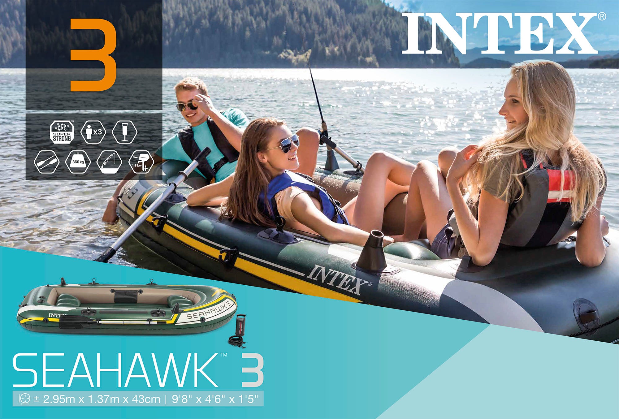 Intex Seahawk 3 Schlauchboot-Set