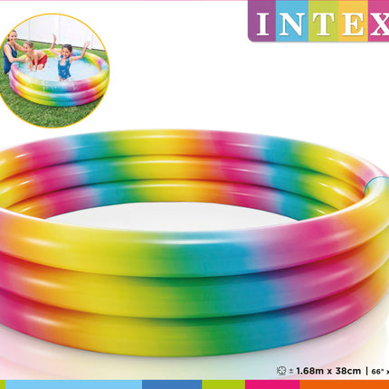 Intex opblaasbaar zwembad regenboog 168cm x 38cm