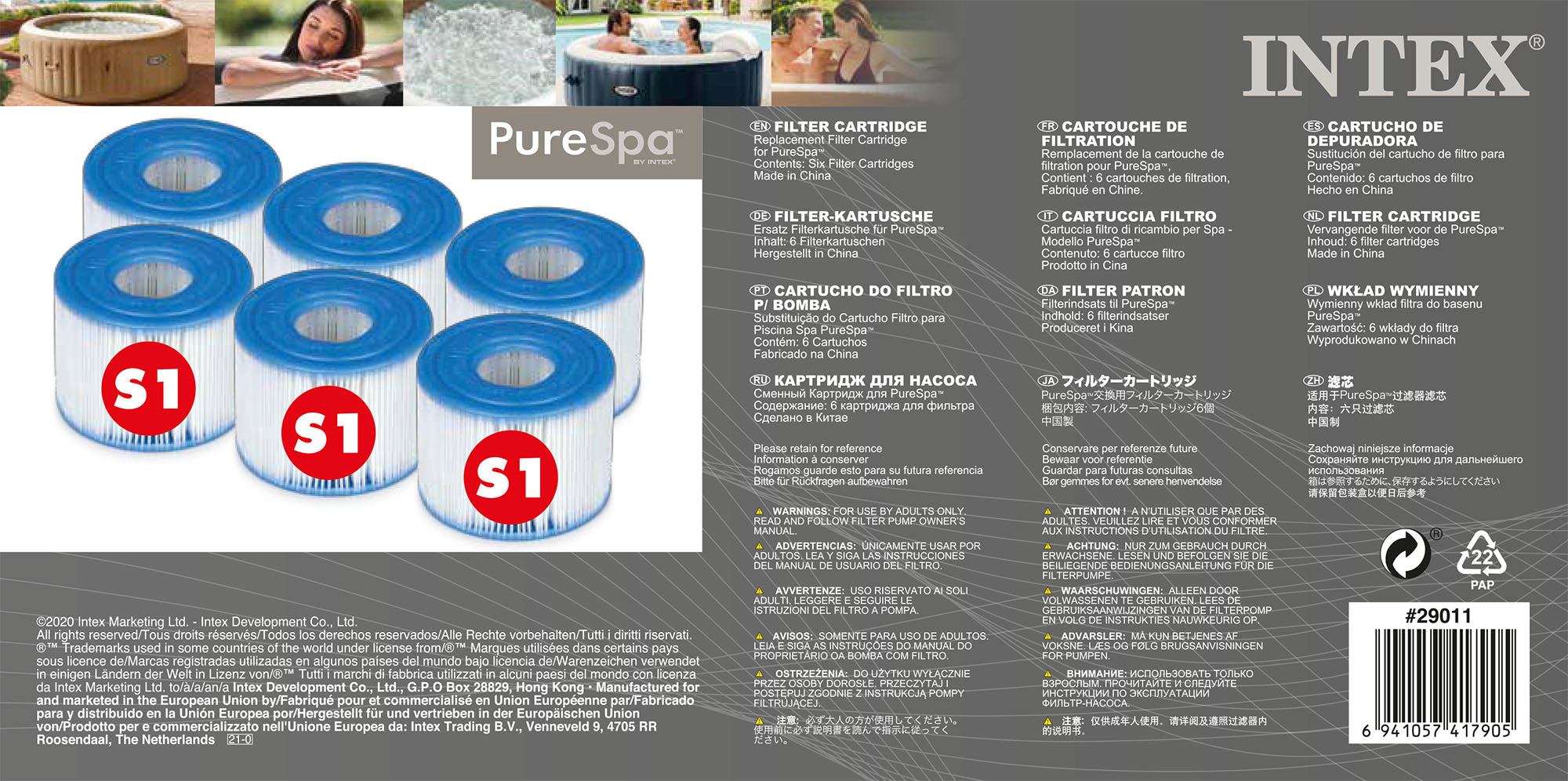 Intex Filterkartusche S1 PureSpa 6 Stück