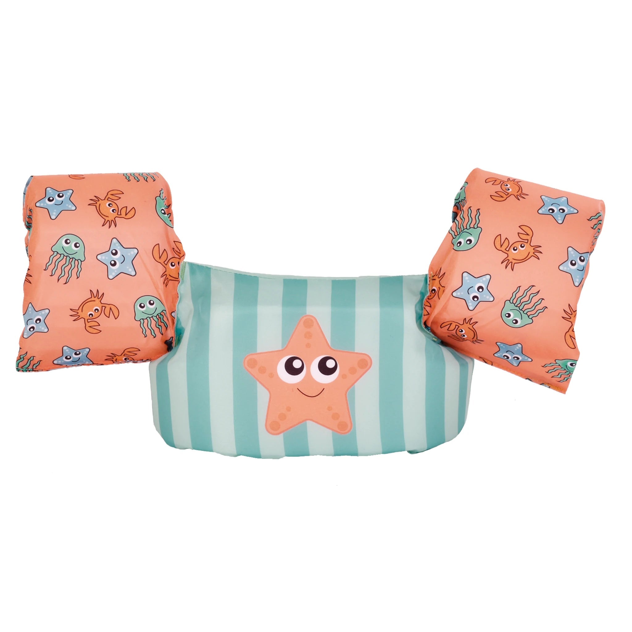 Swim Essentials - Zeedieren | Oranje/Groen Puddle Jumper 2-6 jaar - Azzura Pool